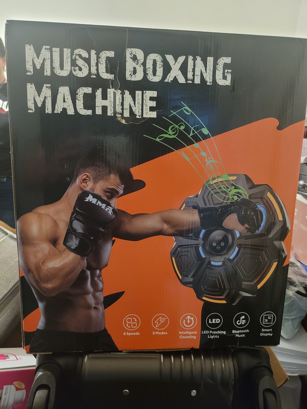 Source Unknown Black and Orange Music Boxing Machine with LED